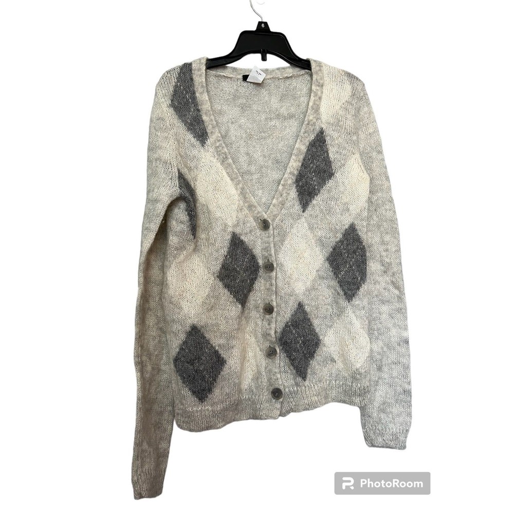 J. Crew Mohair Cardigan Sweater Argyle‎ size M women’s